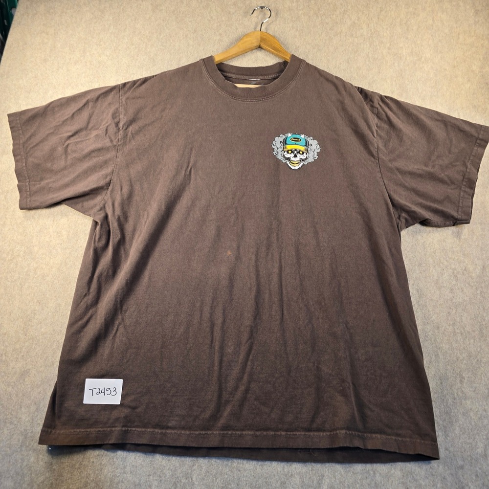 Tunnels Wear Mens XL Graphic T-Shirt Brown Smoking Skull Streetwear Tee